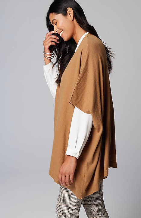 luxe rib-trimmed knit ruana