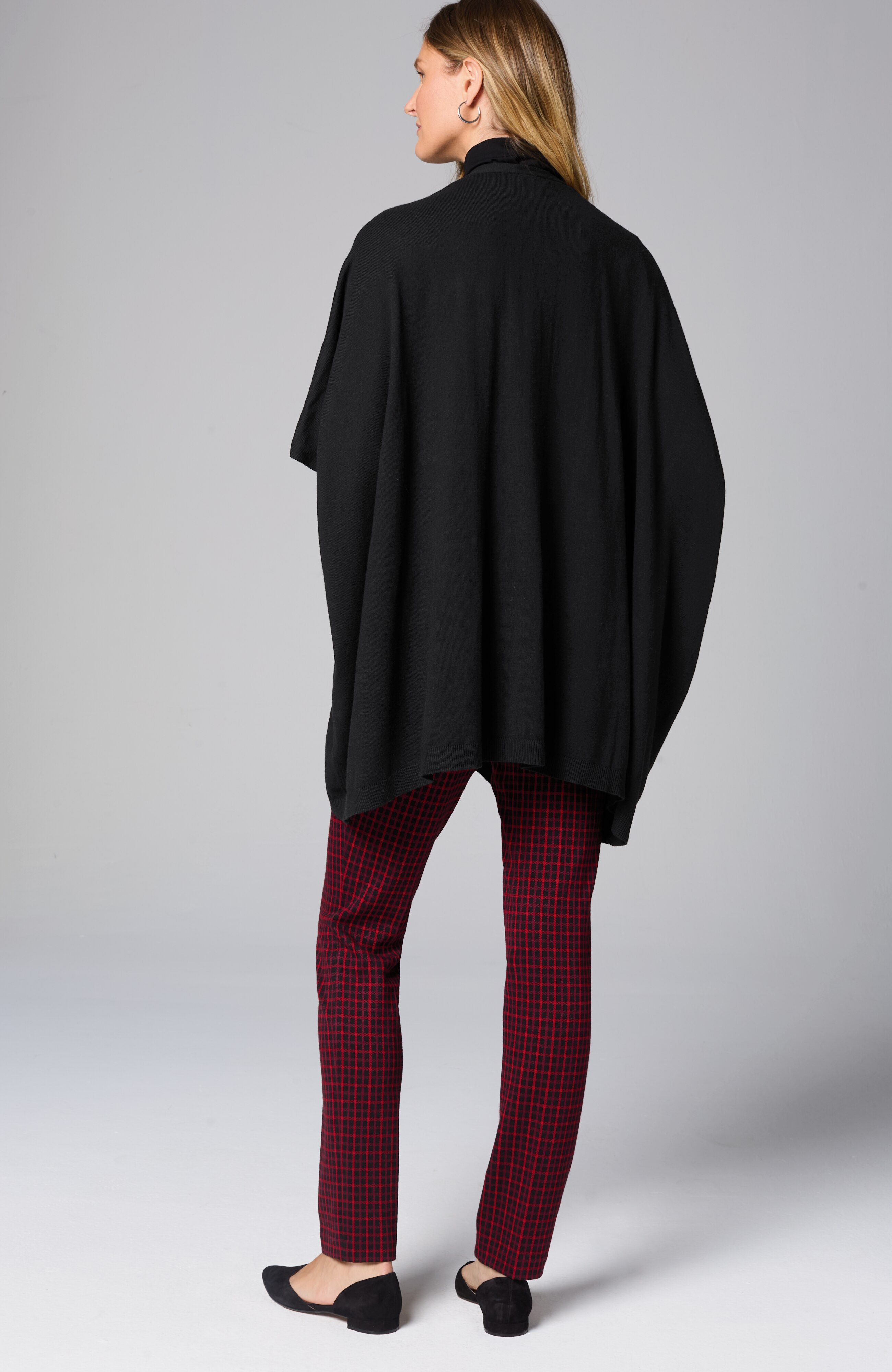 luxe rib-trimmed knit ruana