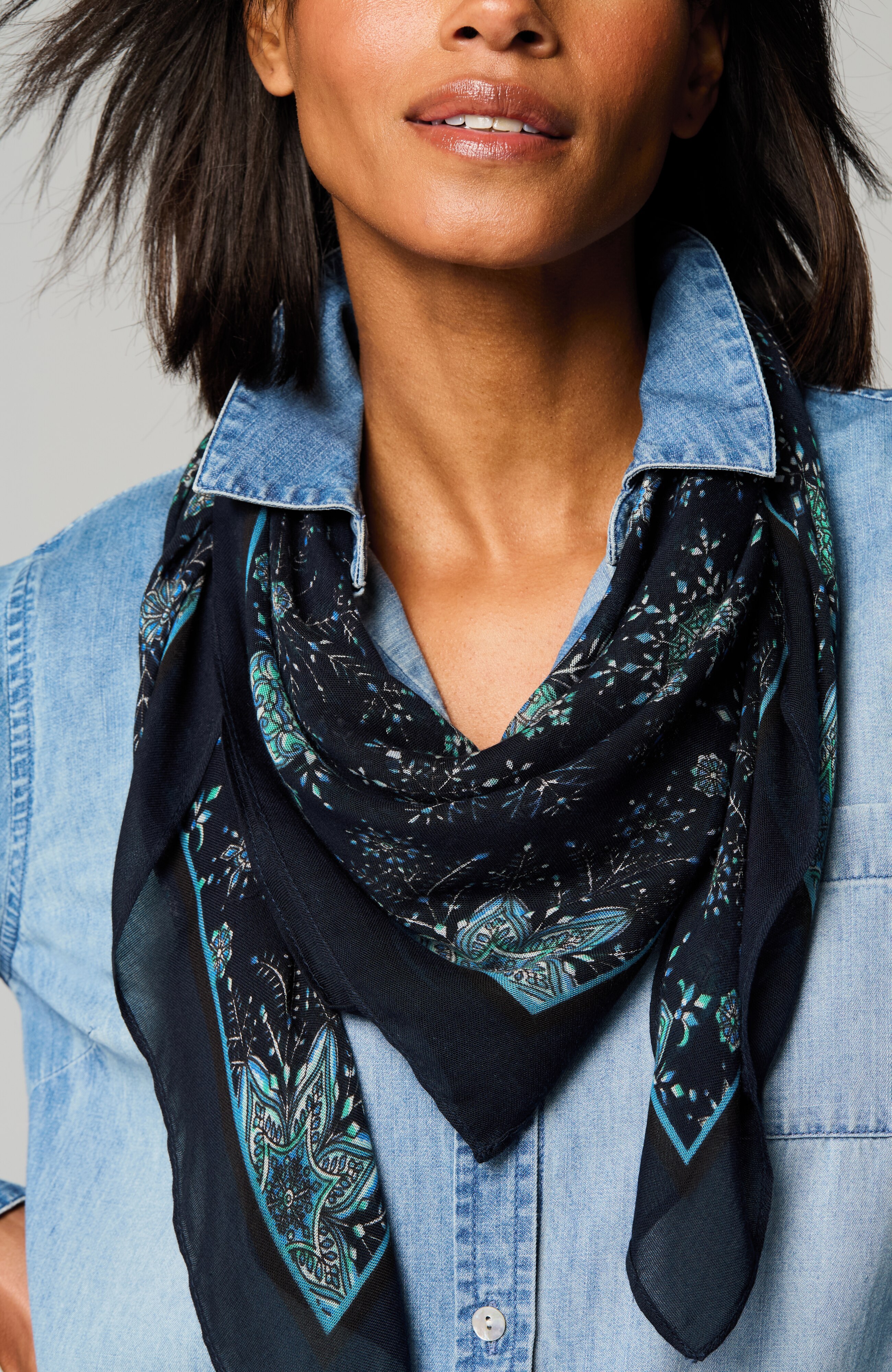 lightweight printed square scarf