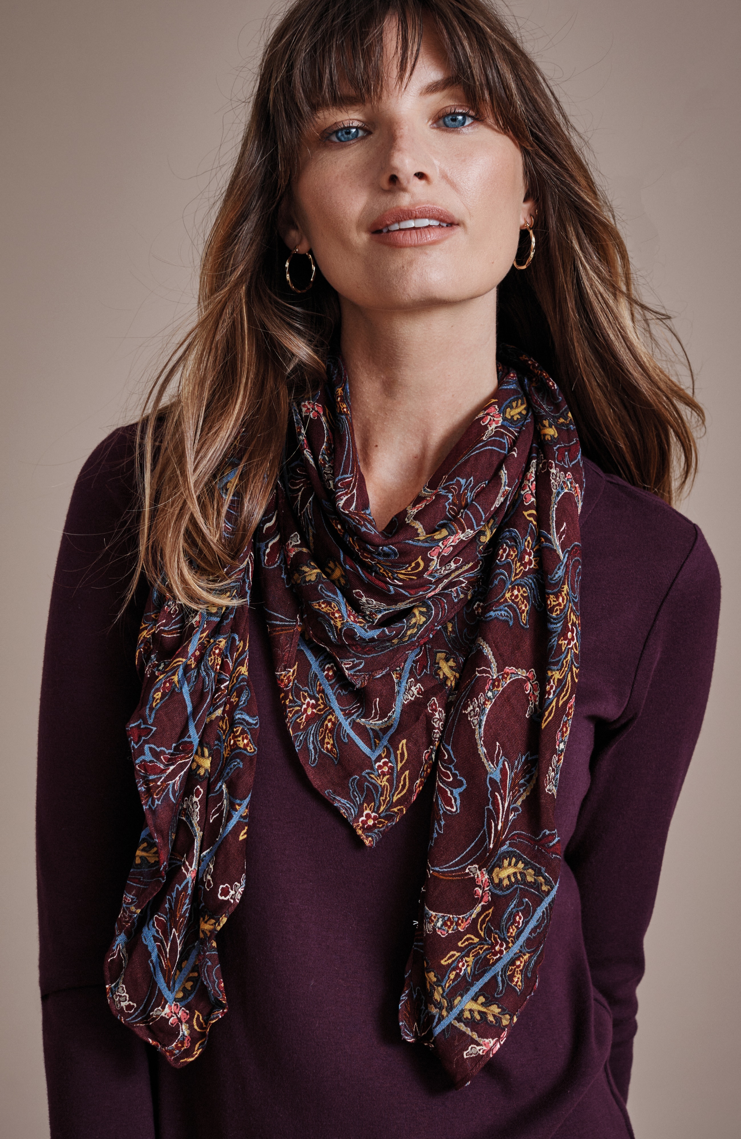 lightweight printed square scarf