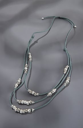 Image for TEXTURED-METAL- AND-CORD STATEMENT NECKL