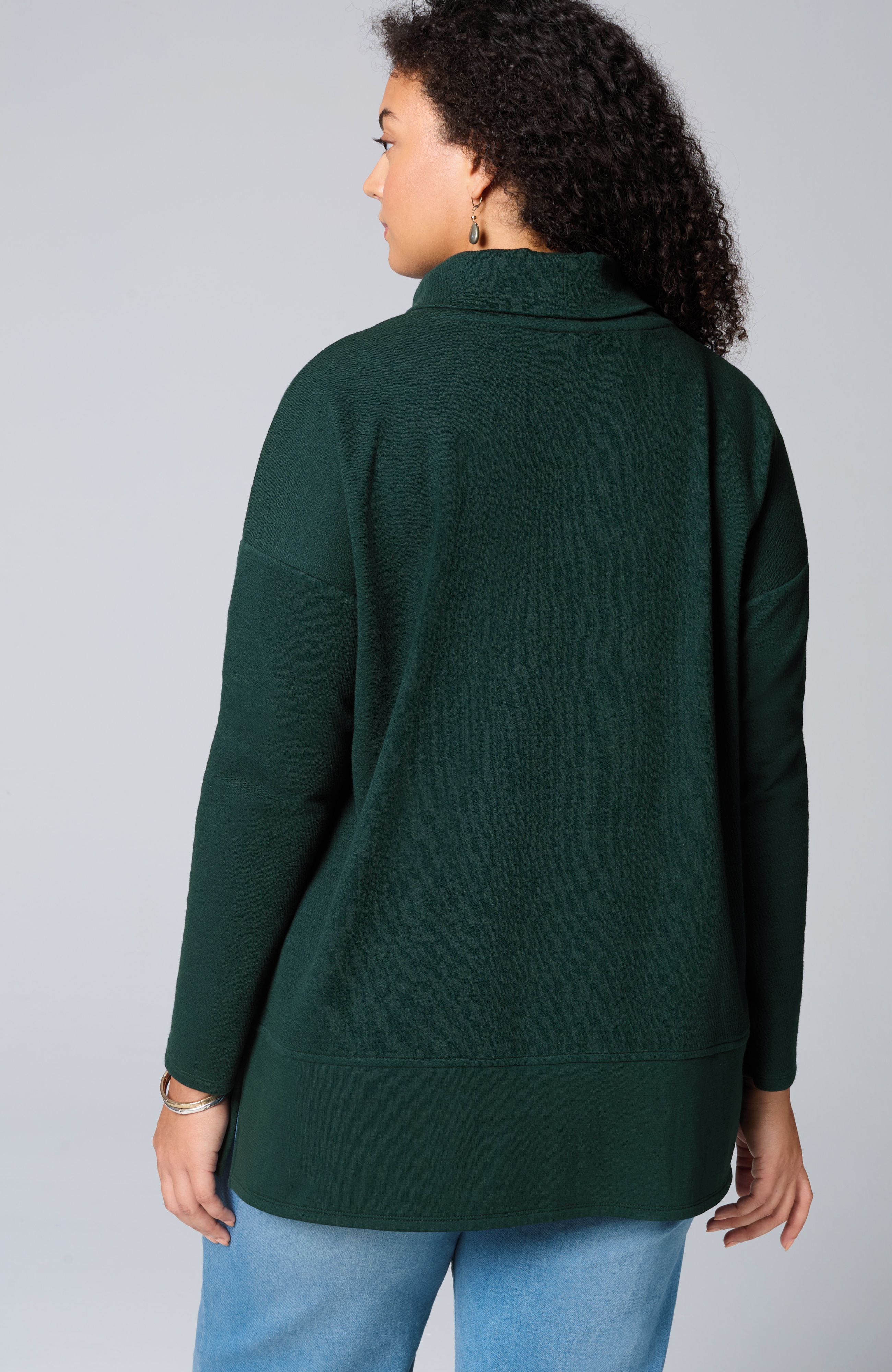 pure jill diagonal knit mock-neck tunic