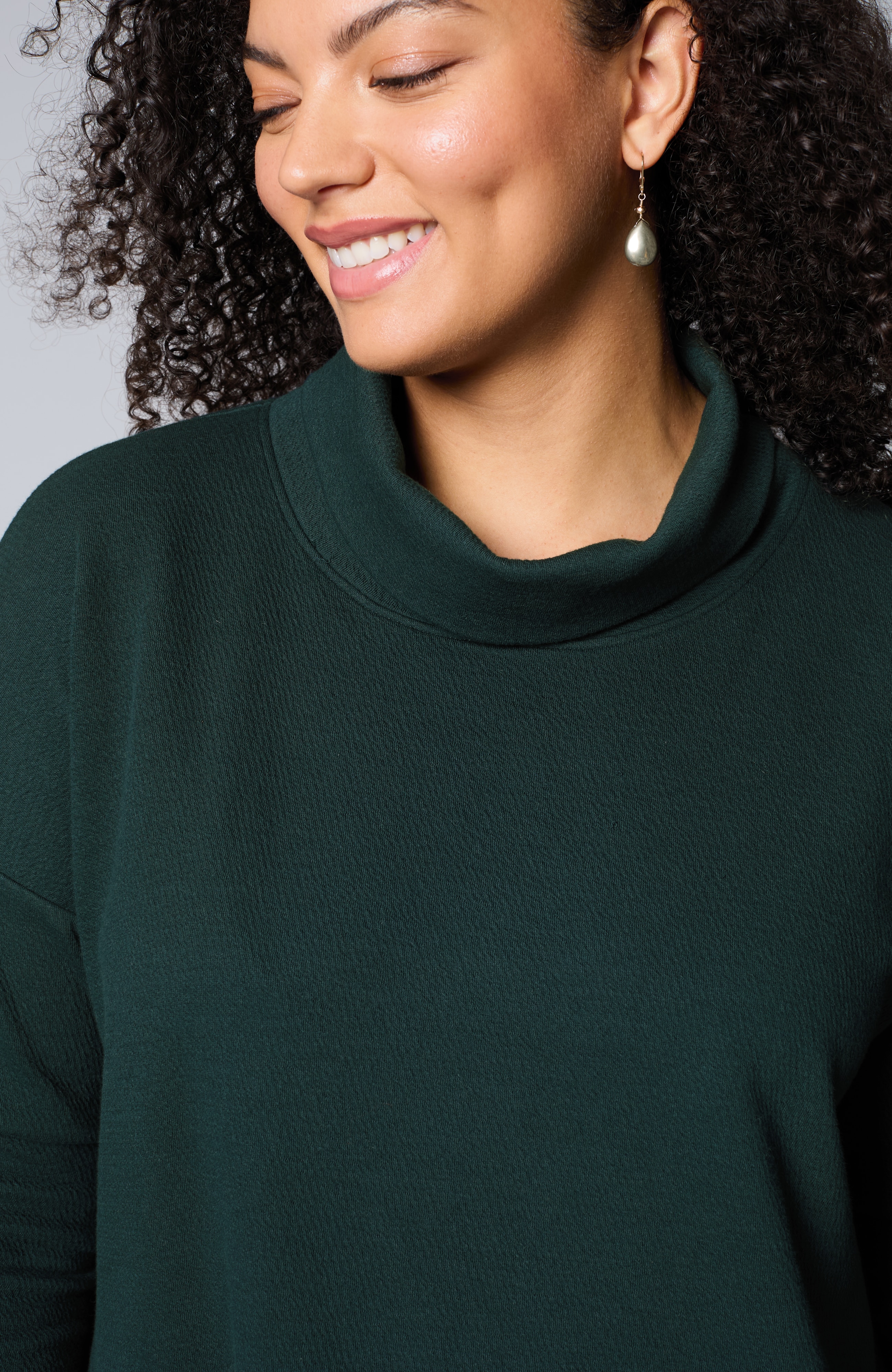 pure jill diagonal knit mock-neck tunic