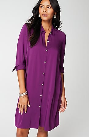 Image for Satin A-Line Shirtdress