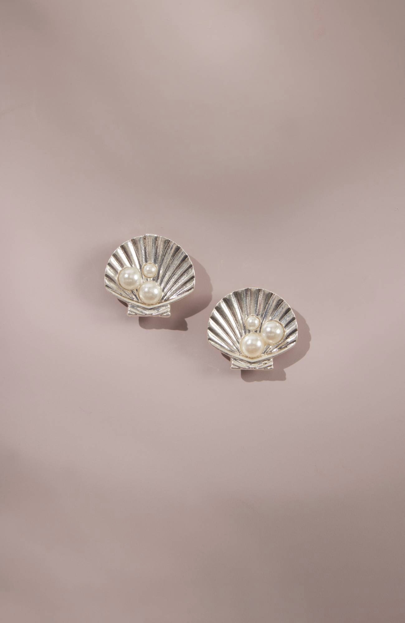 Under-The-Sea Shell And Pearl Stud Earrings