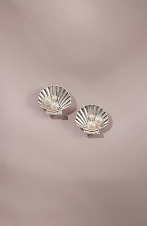 Image for Under-The-Sea Shell And Pearl Stud Earrings