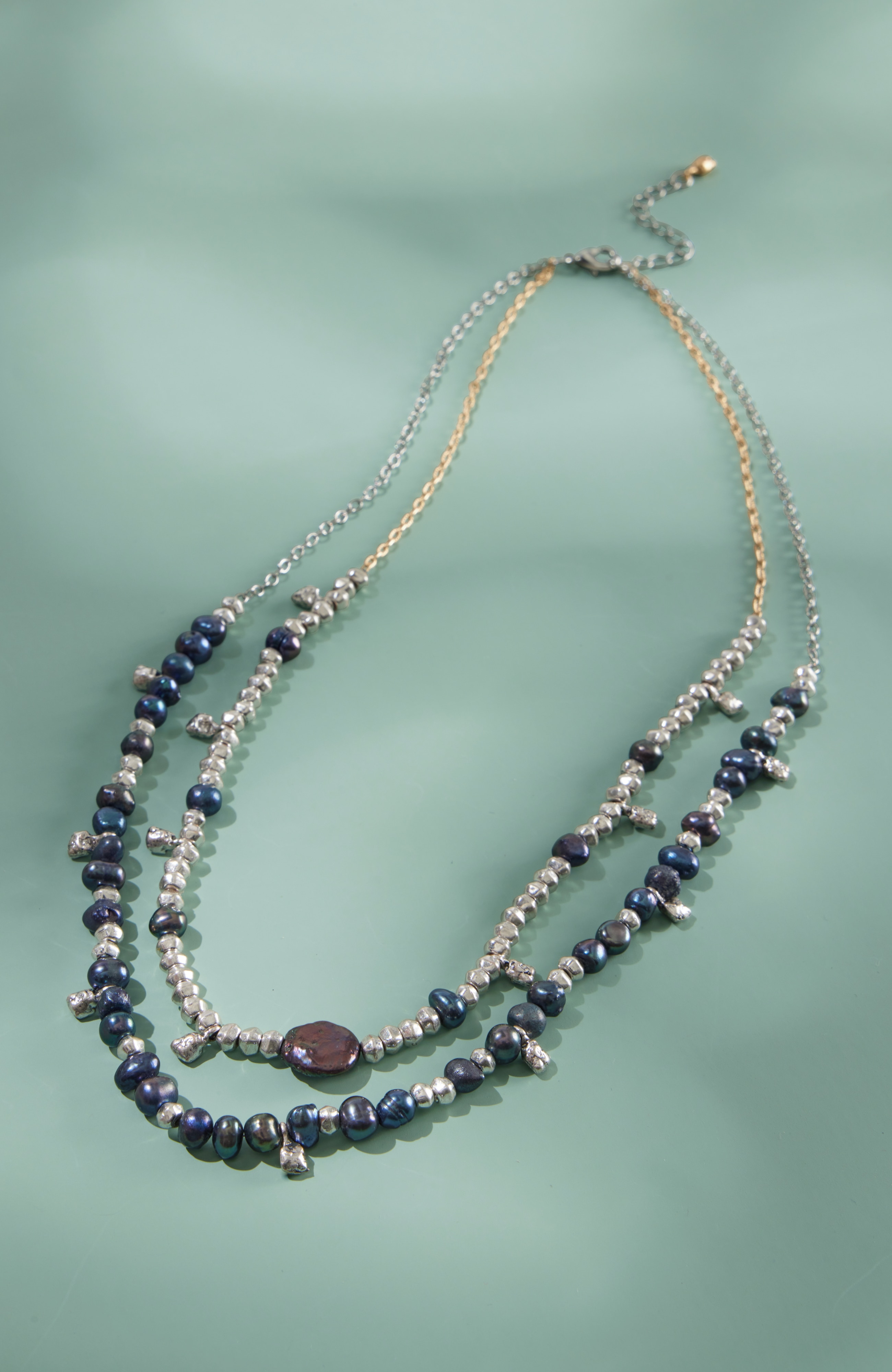 peacock pearl statement necklace