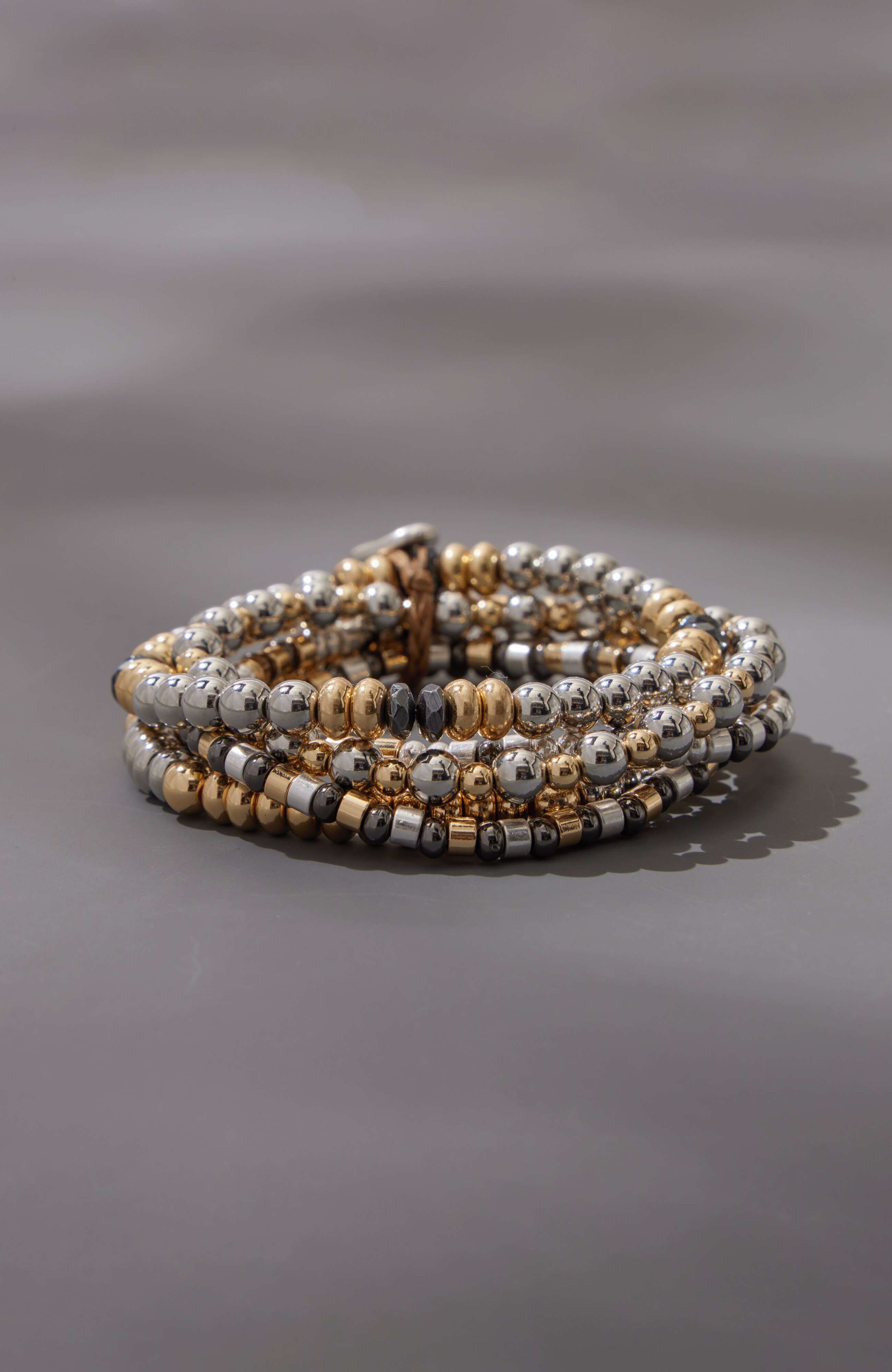 mixed-beads stretch bracelet set