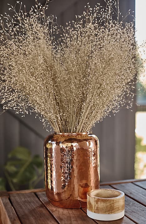 elements small hammered-copper vase