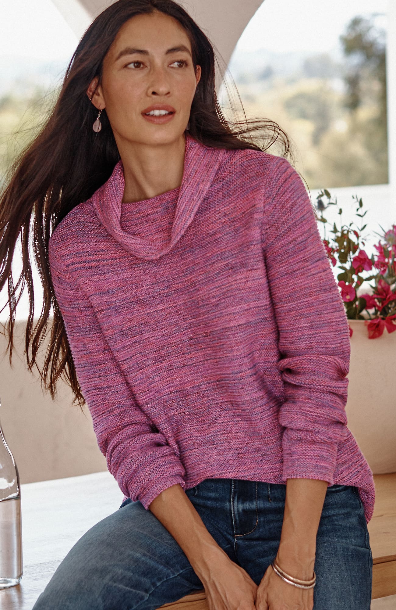 Jjill J.jill Quiet Luxury Color-mix Pullover Sweater In Light Magenta Multi