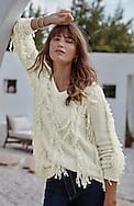 fringed v-neck sweater