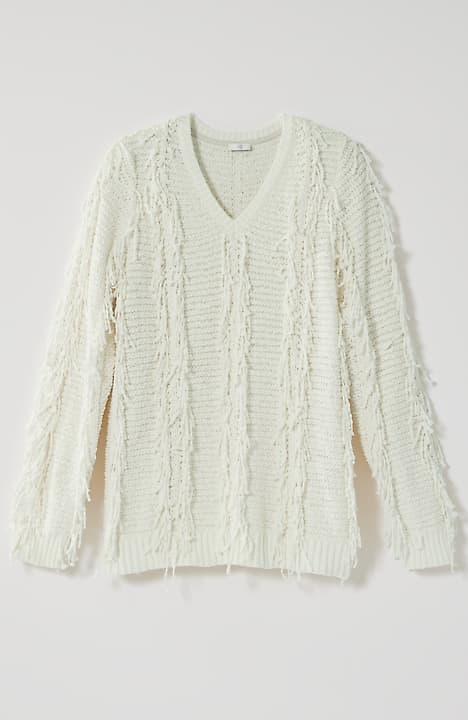 fringed v-neck sweater