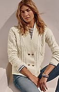 double-breasted cabled cardi