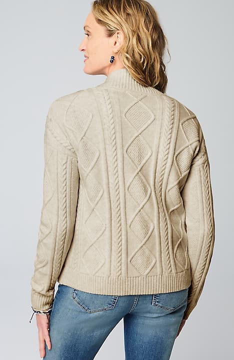 double-breasted cabled cardi