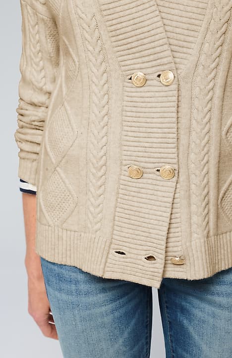 double-breasted cabled cardi