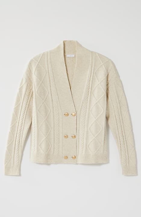 double-breasted cabled cardi