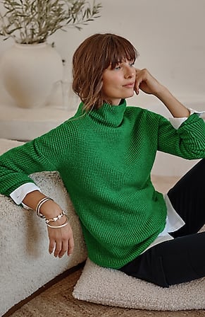 Image for Textured Funnel-Neck Sweater