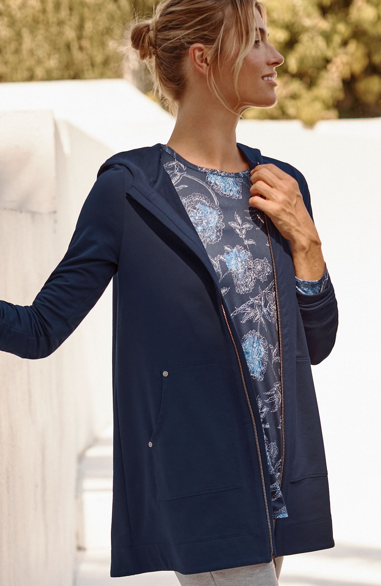 Jjill J.jill Fit Elevate Terry Knit Patch-pocket Jacket In Midnight Sky