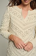 open-texture split-neck sweater