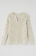 open-texture split-neck sweater