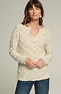 open-texture split-neck sweater