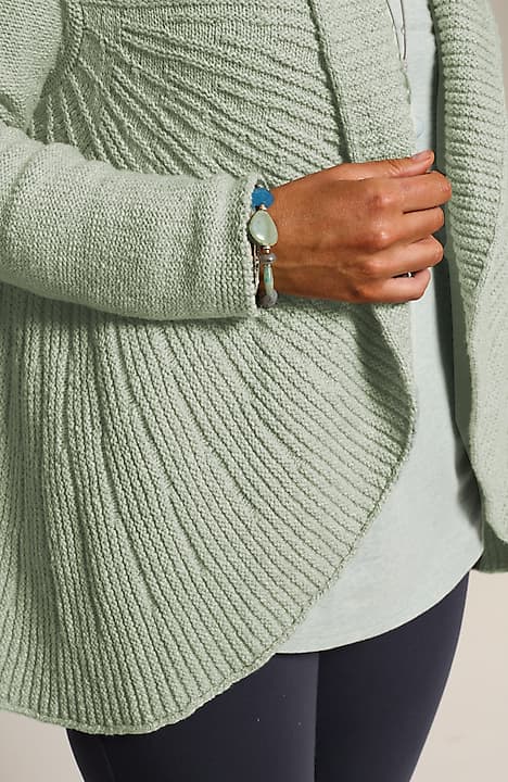 Pure Jill Curved-Hem Cabled Cardi