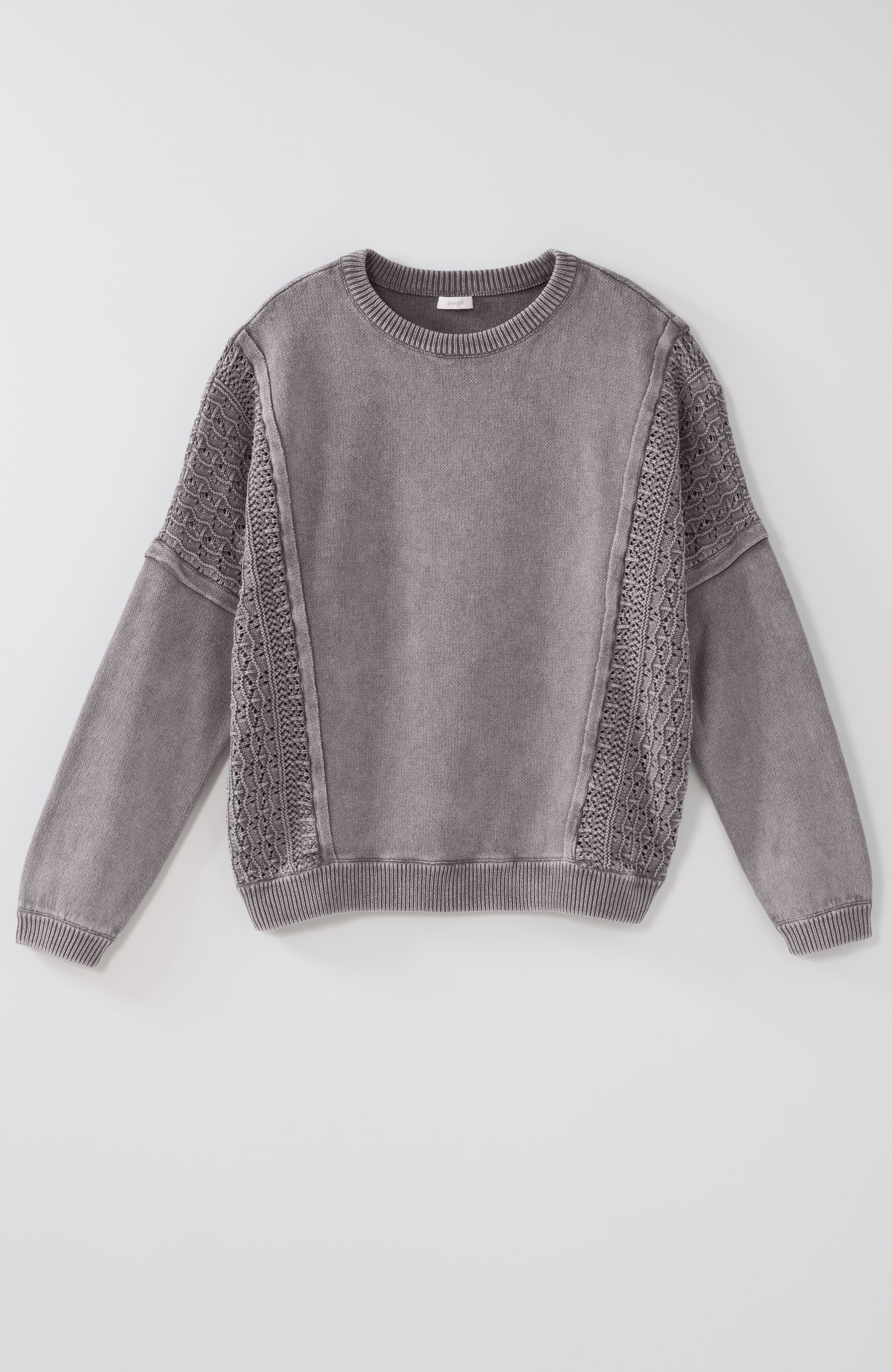 pure jill stonewashed textured sweater