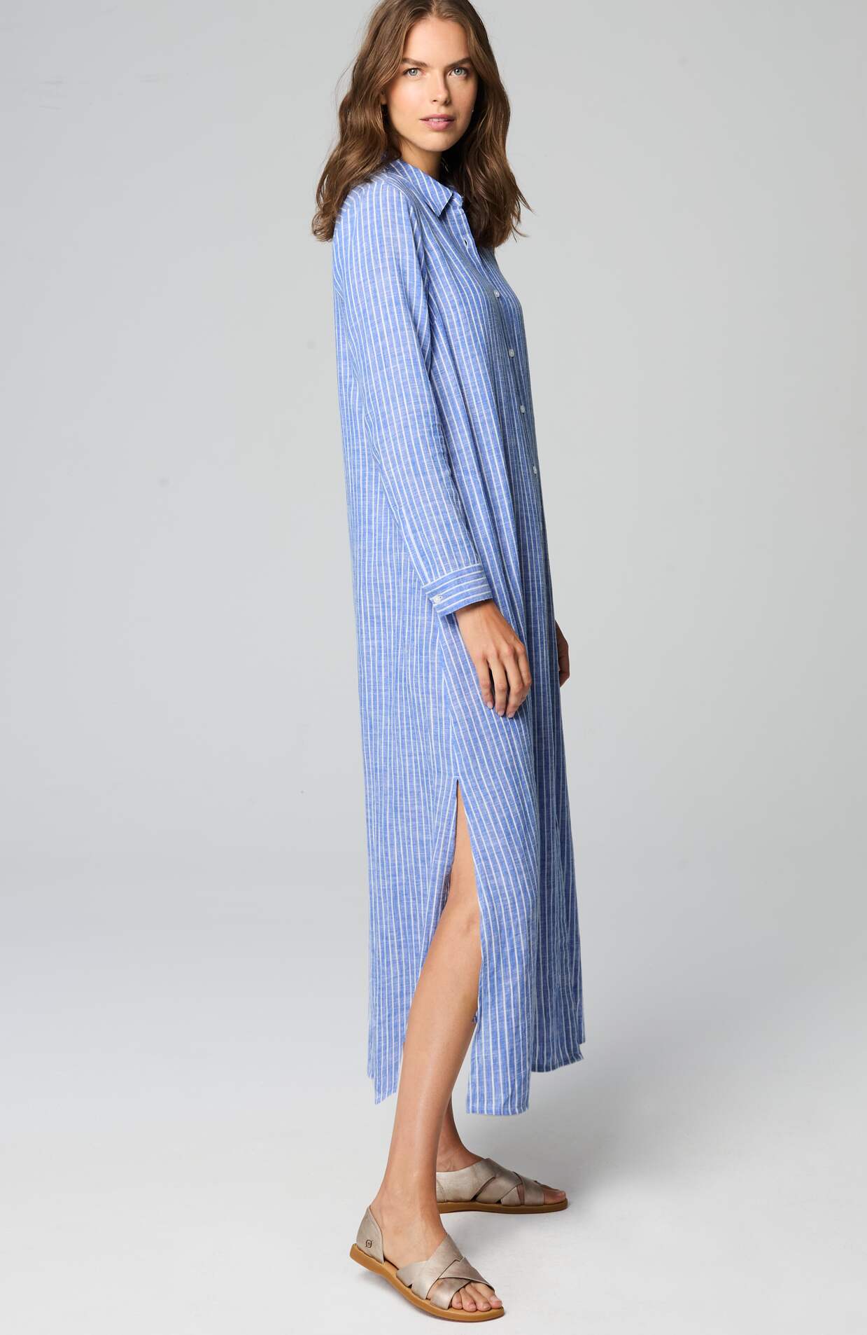 Linen-Blend Maxi Shirtdress | JJill