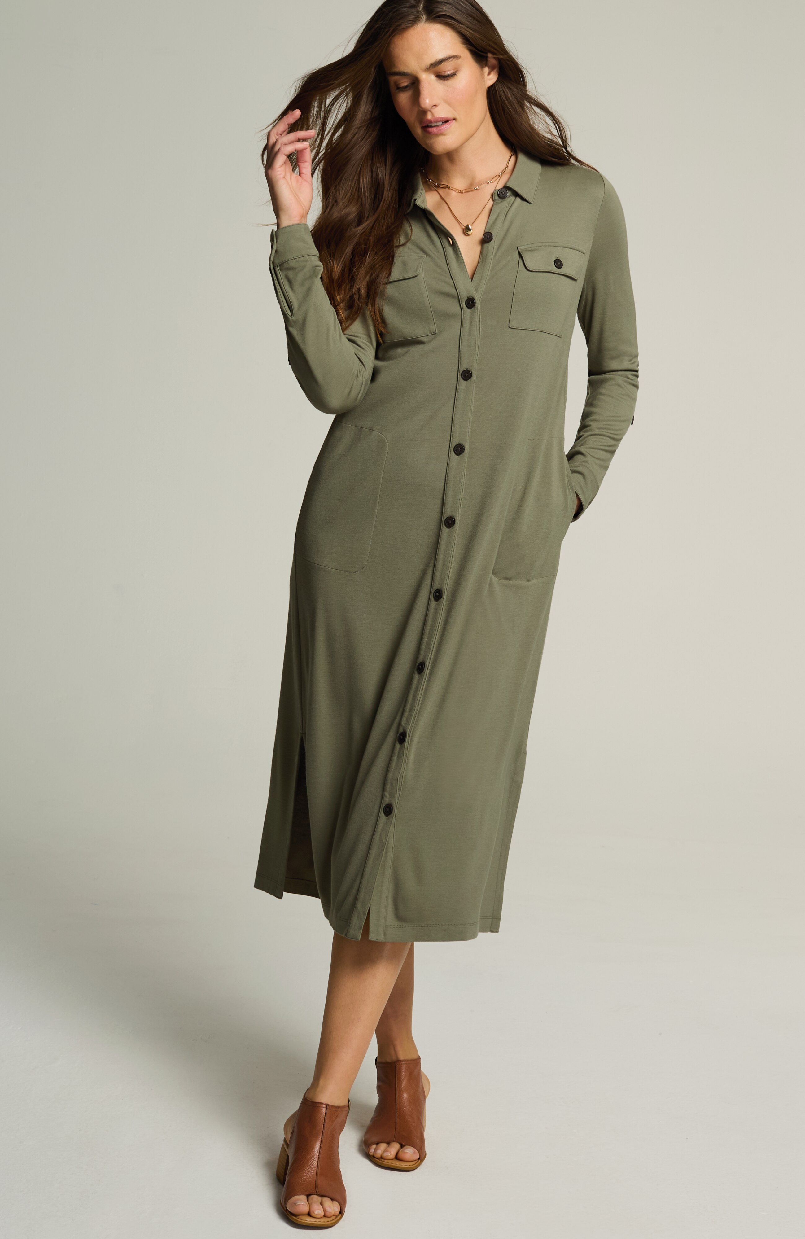 ponte knit shirtdress