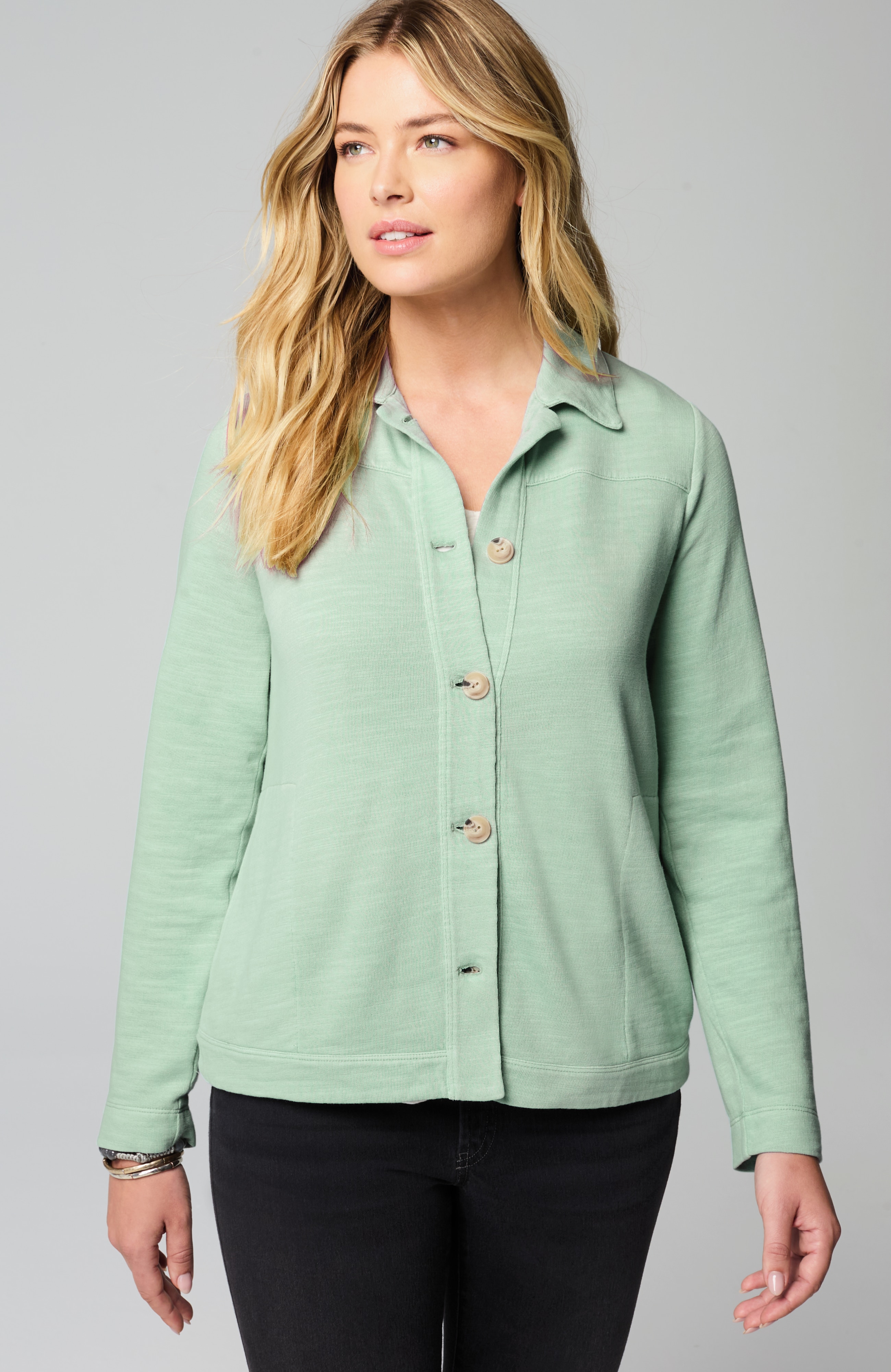 pure jill tea-dyed button-front jacket