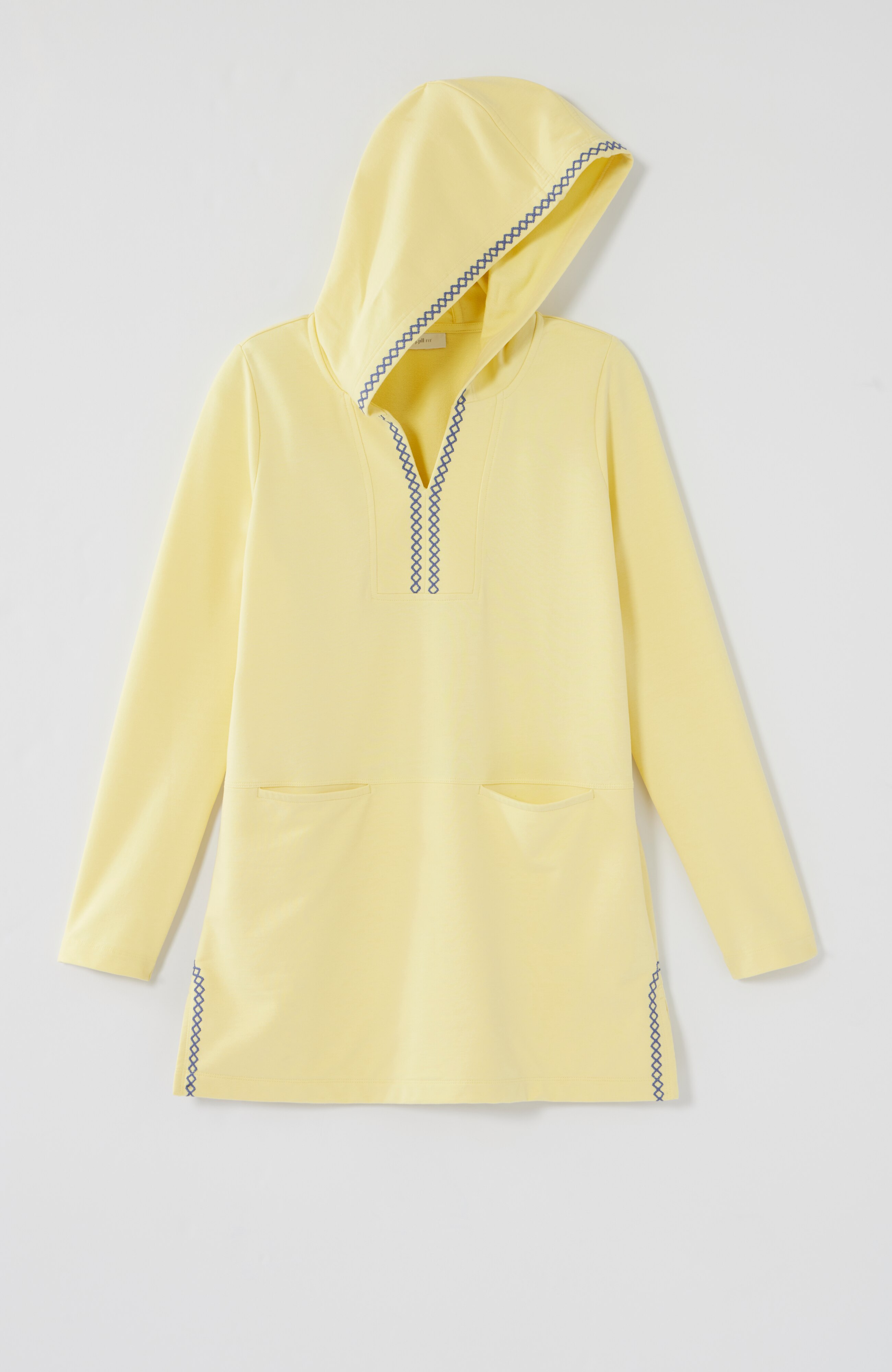 fit elevate terry embroidered hooded tunic