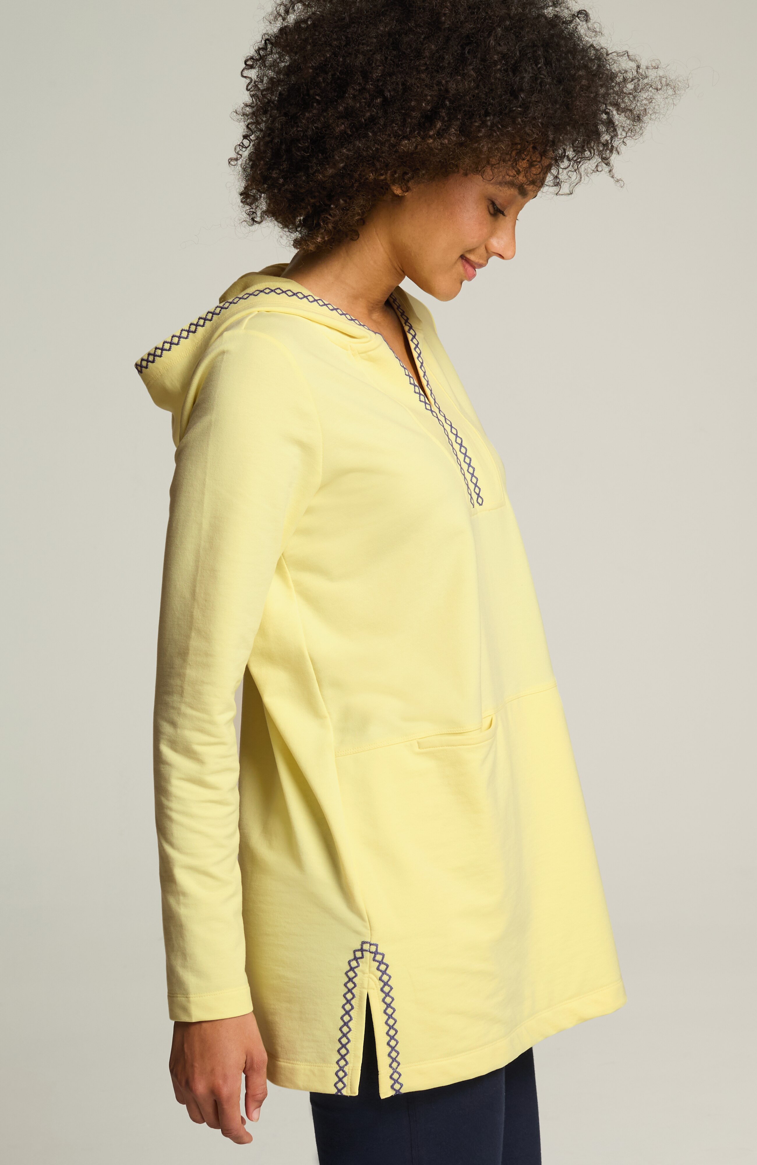 fit elevate terry embroidered hooded tunic