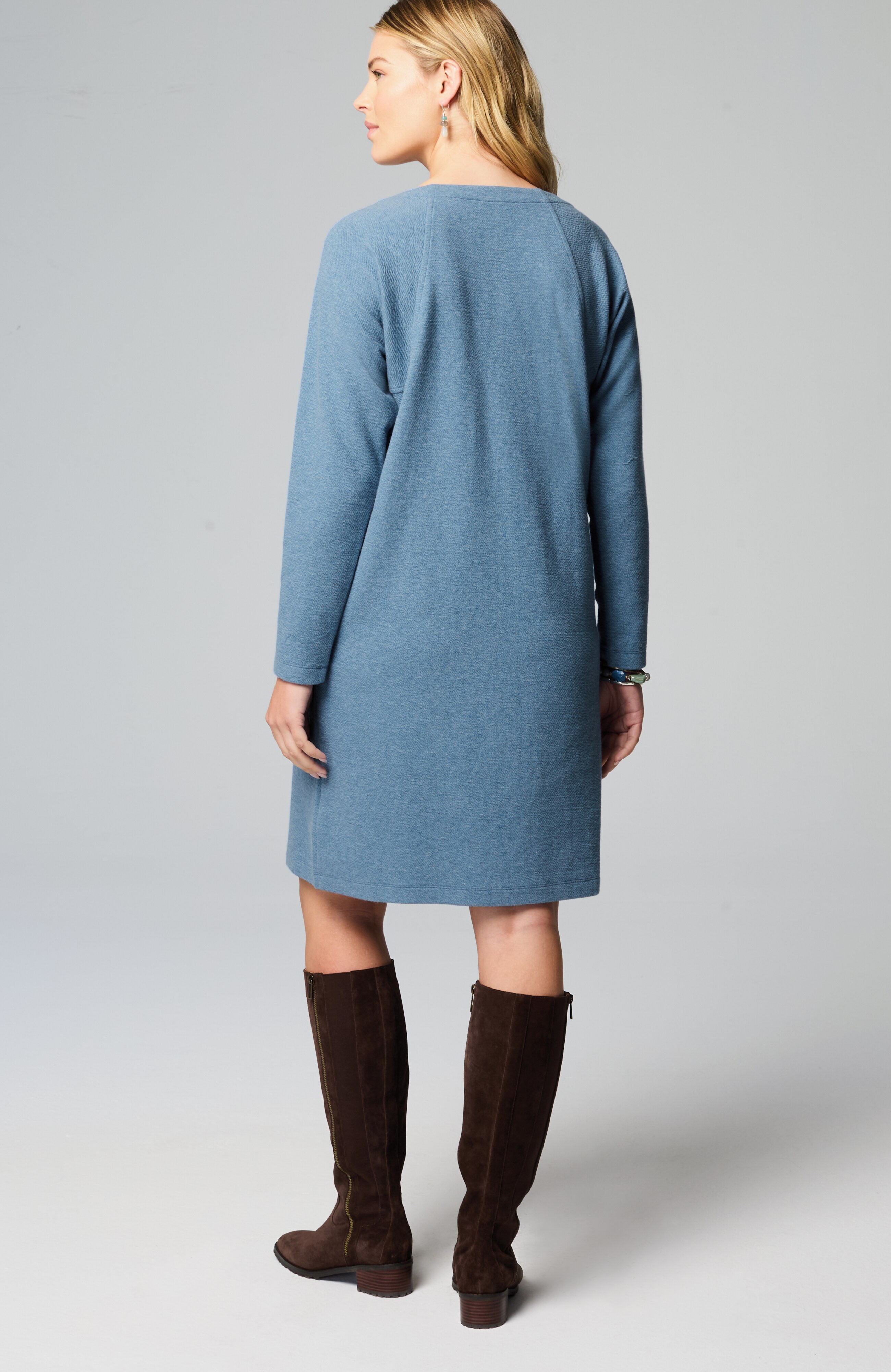 pure jill diagonal-knit seamed dress
