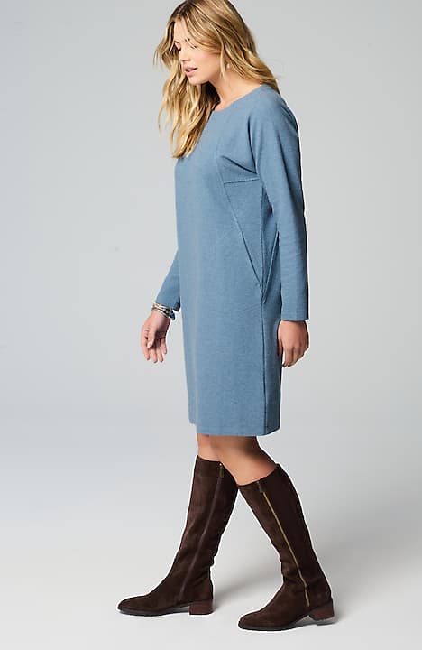pure jill diagonal-knit seamed dress