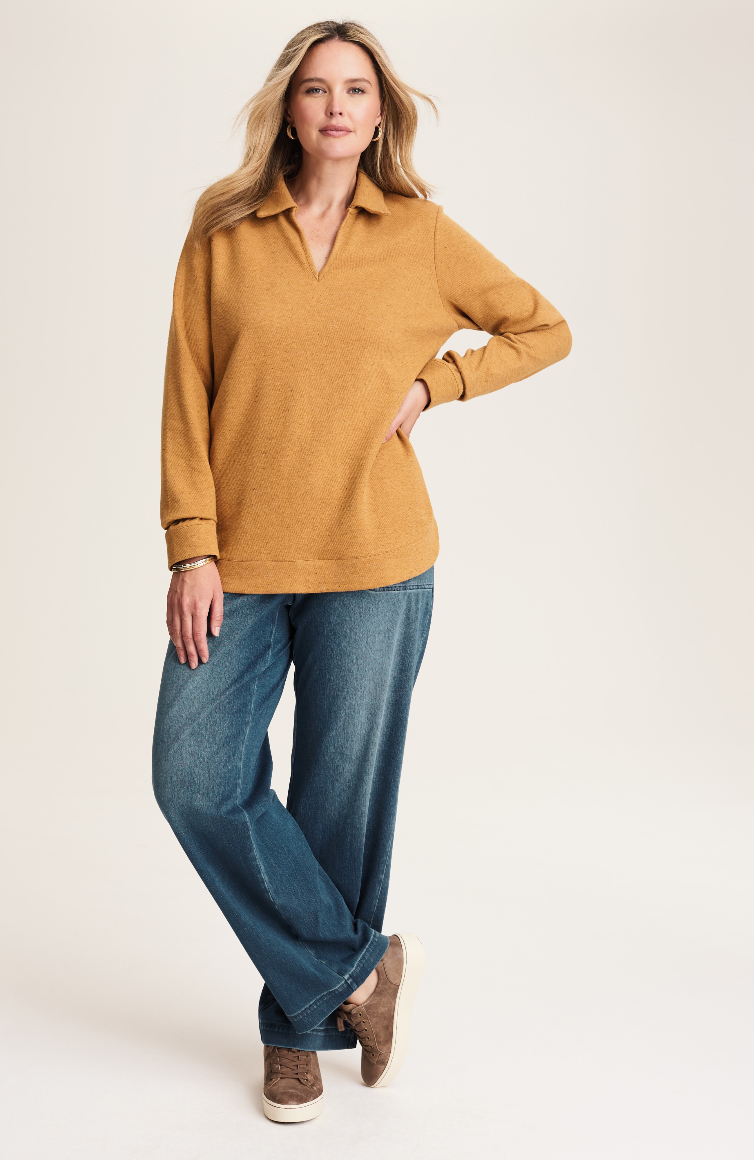 pure jill wide-leg knit jeans