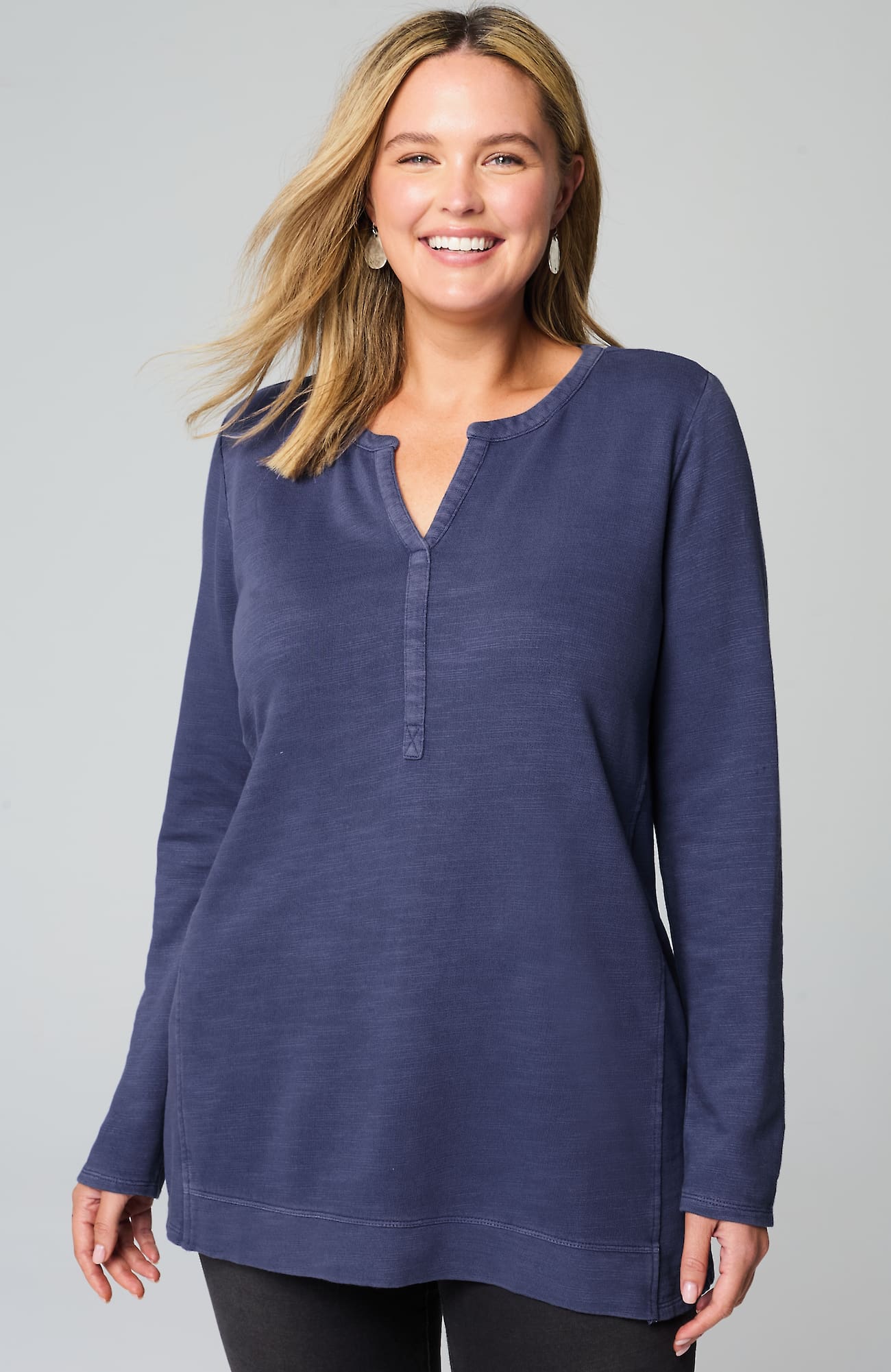 Jjill J.jill Pure Jill Tea-dyed Seamed Tunic In Light Harbor