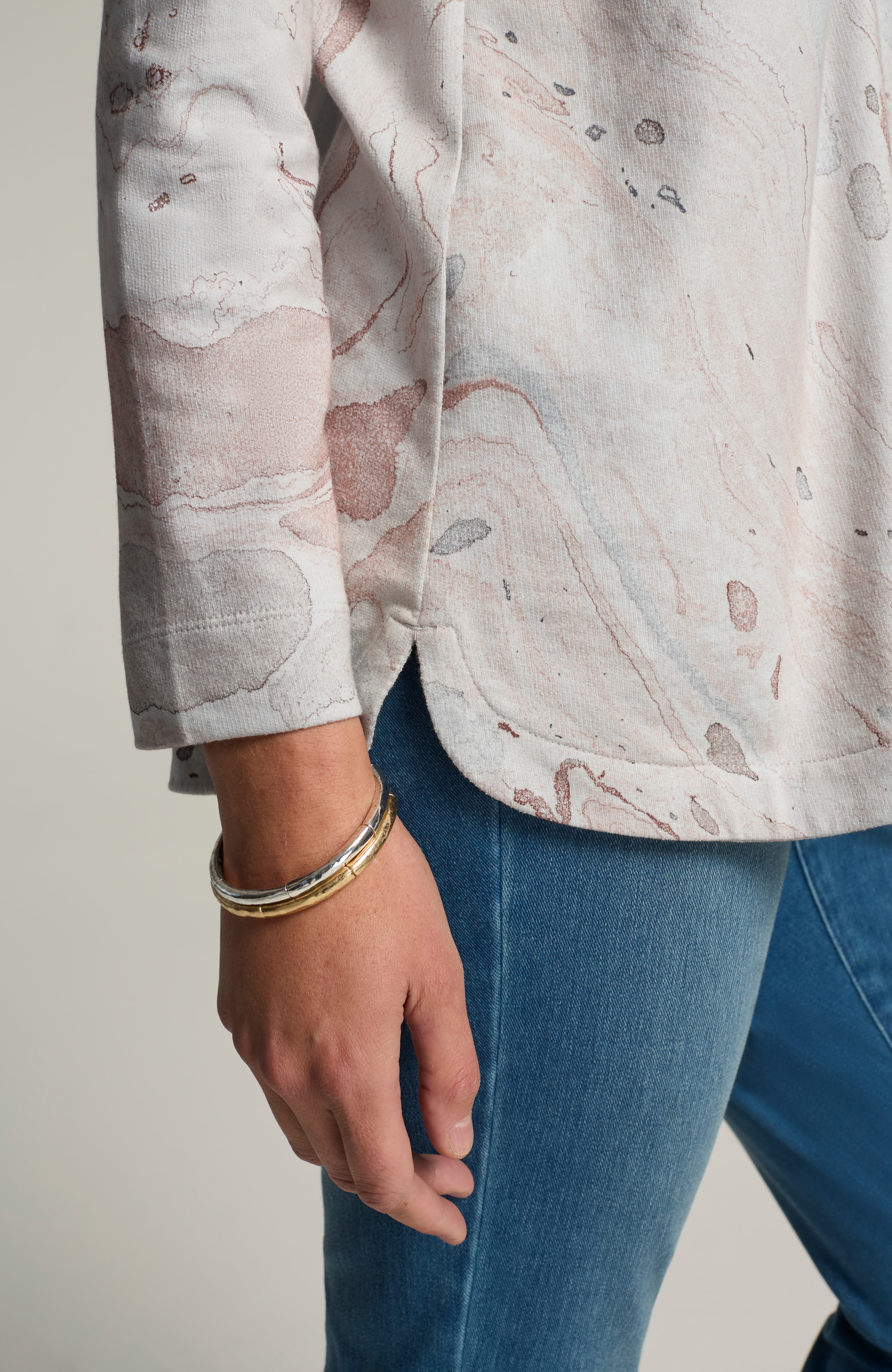 pure jill marble-dyed hoodie tunic