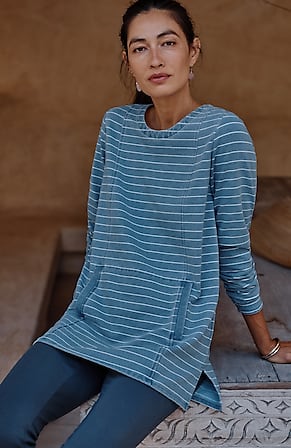 Image for Pure Jill French Terry Indigo-Striped Tunic