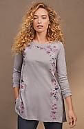 pure jill embroidered dipped-hem tunic