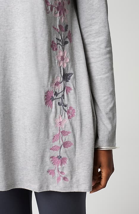 pure jill embroidered dipped-hem tunic