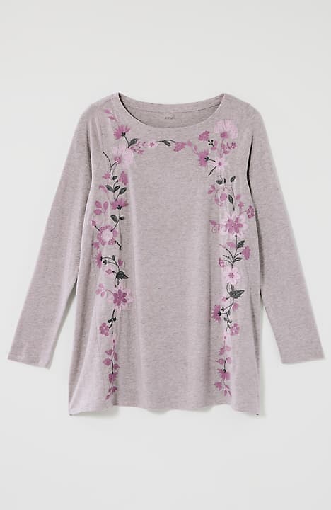 pure jill embroidered dipped-hem tunic