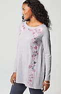 pure jill embroidered dipped-hem tunic