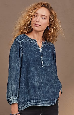 Image for Pure Jill Double-Cloth Indigo Top