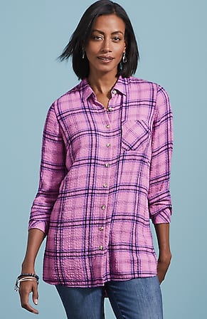 Image for Soft Crinkled Plaid Tunic