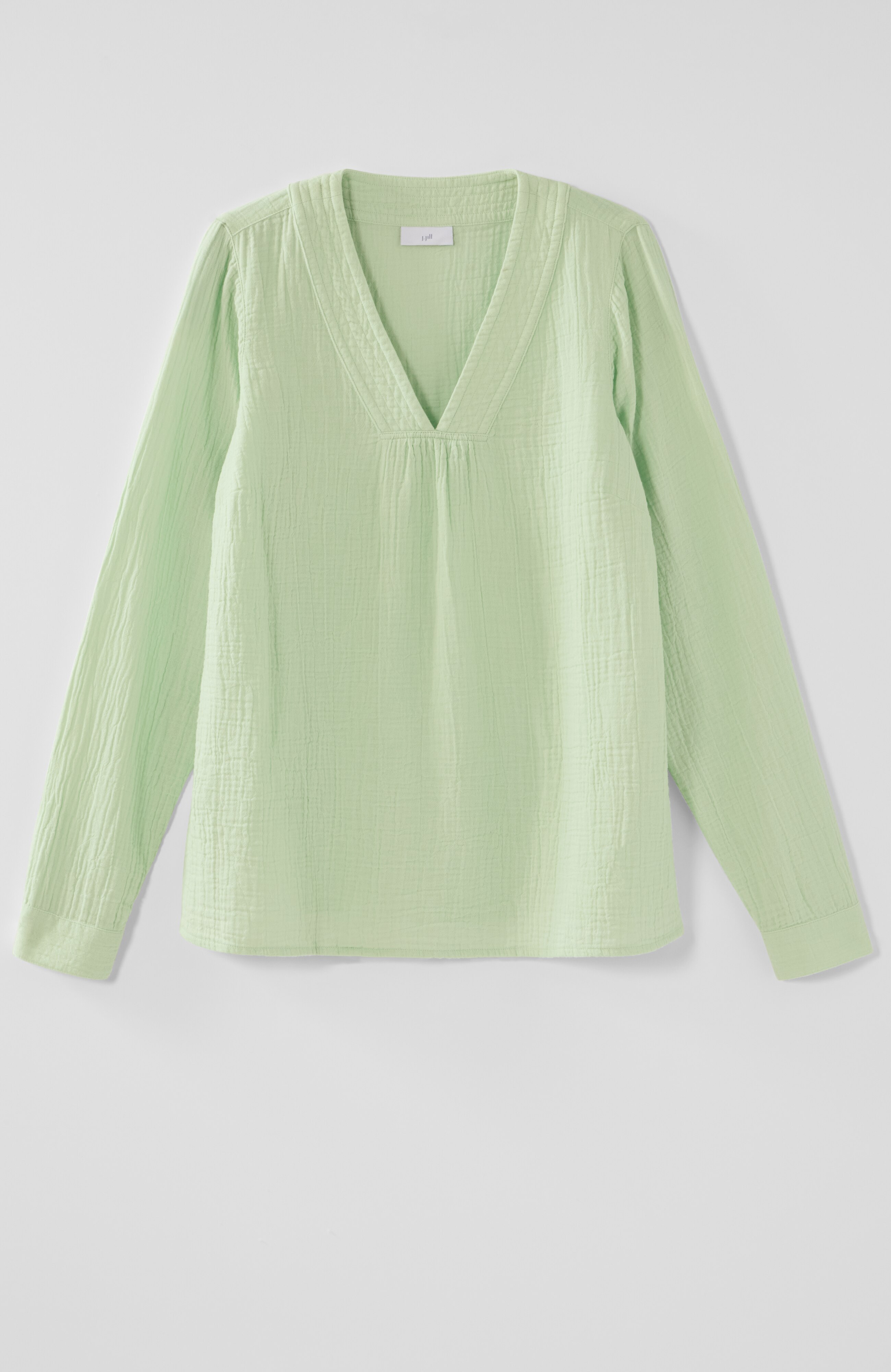COTTON-GAUZE V-NECK TOP | JJill