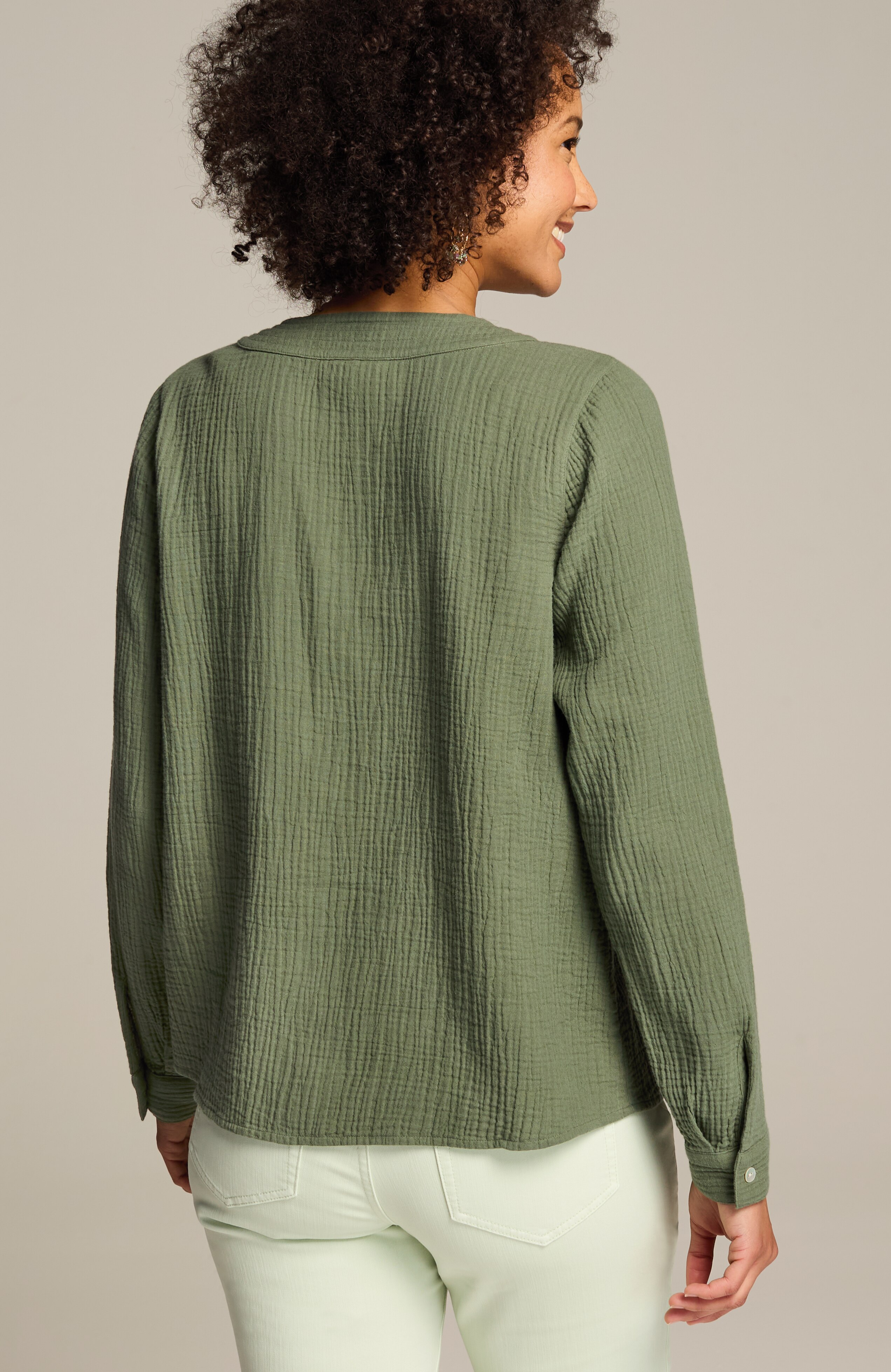 cotton-gauze v-neck top
