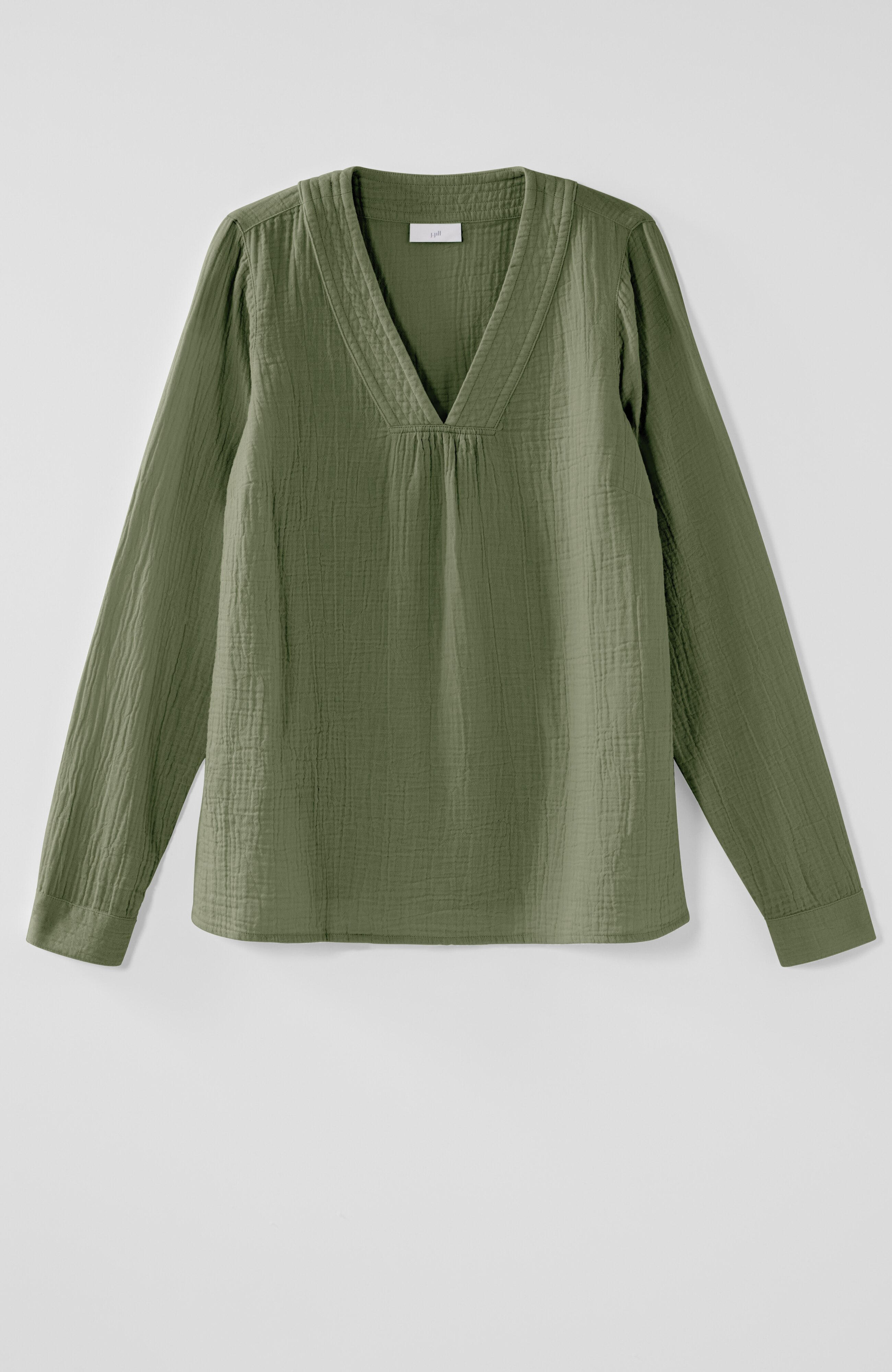 cotton-gauze v-neck top