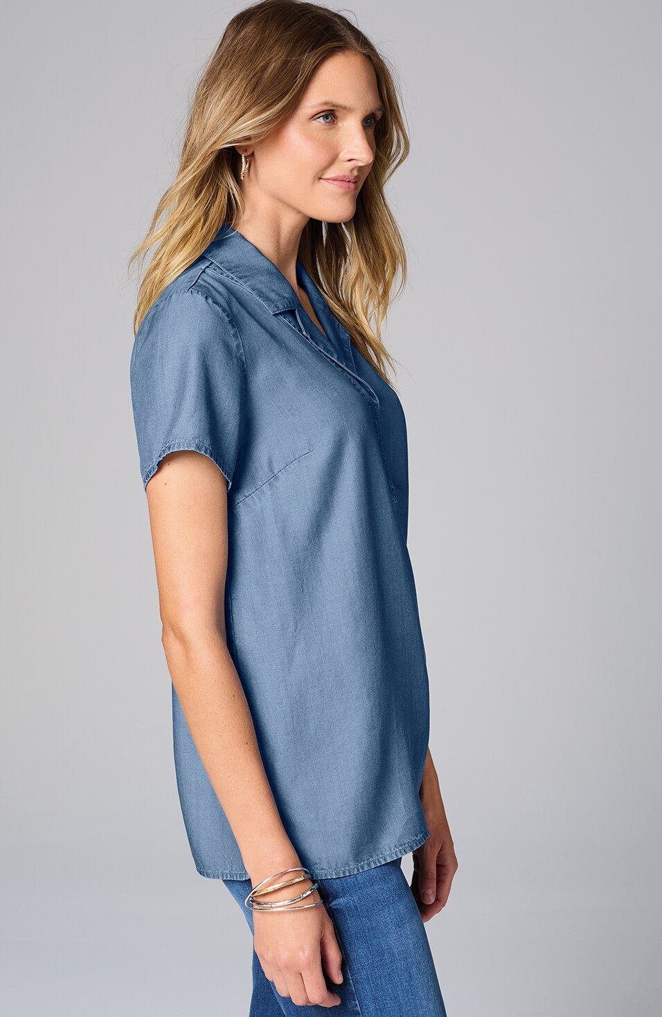 indigo collared top