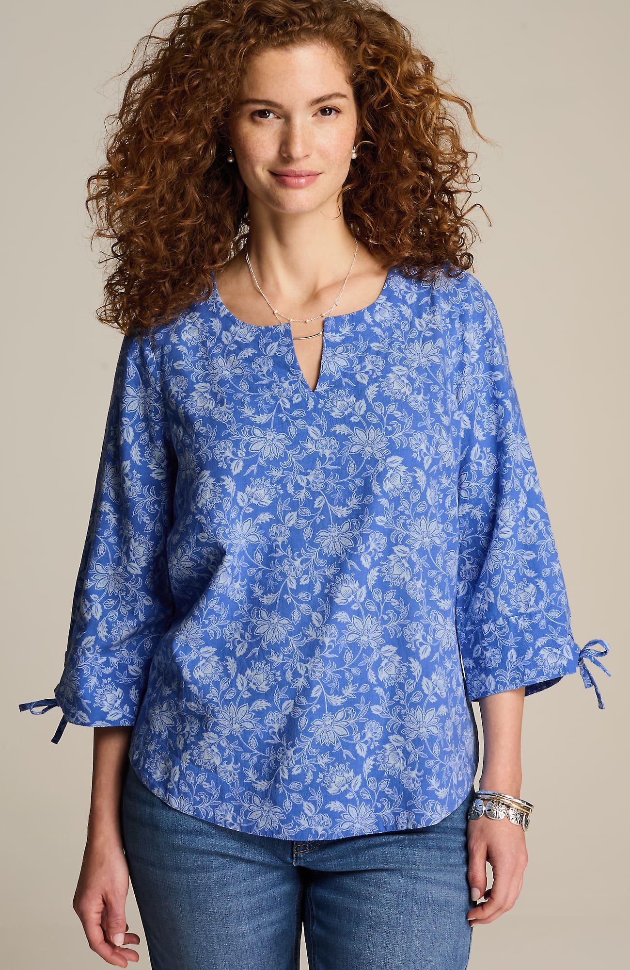 Jjill J.jill Linen-blend Tie-sleeve Top