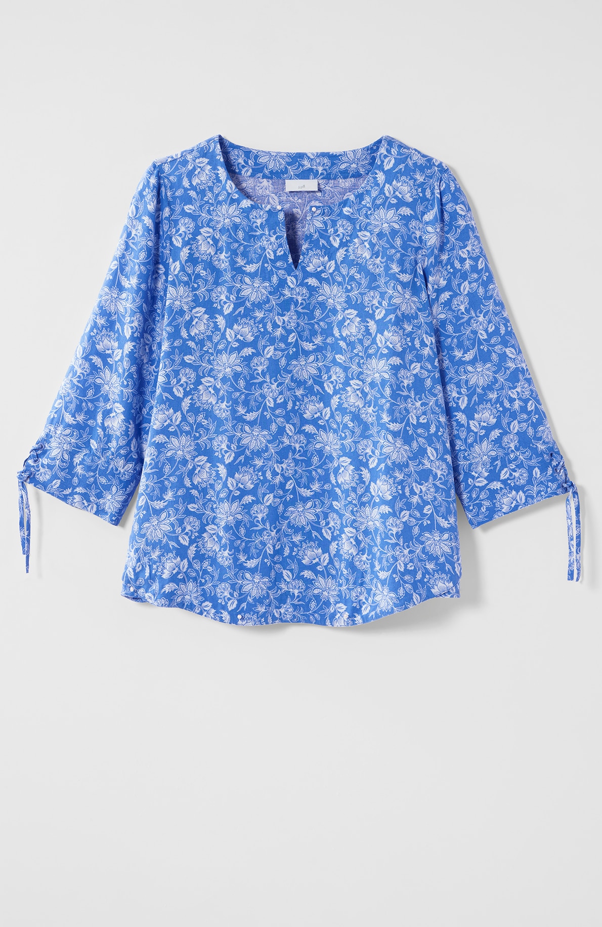 linen-blend tie-sleeve top
